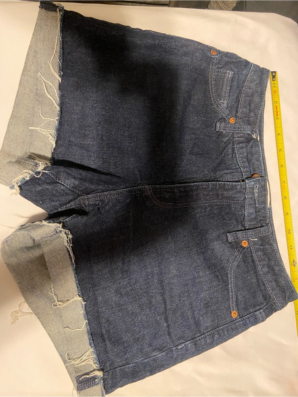 Universal Thread Dark Indigo Denim Shorts with Frayed Hem